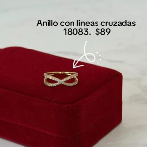 18083 ANILLO CON LINEAS CRUZADAS CON BRILLOS 18K