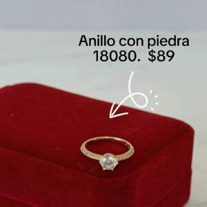 18080 ANILLO CON PIEDRA Y CRISTALES A LOS LADOS 18K