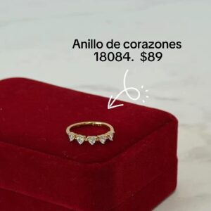 18084 ANILLO CON 5 CORAZONES CON BRILLOS 18K
