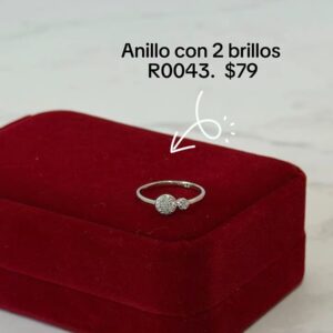 R0043 ANILLO CON 2  BRILLOS RODIO