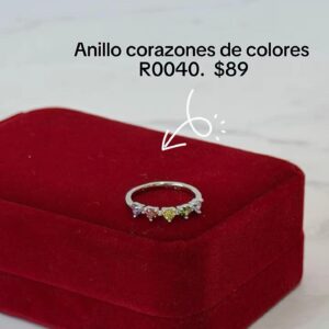 R0040 ANILLO CON PIEDRAS DE COLORES RODIO