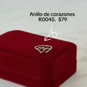 R0045 ANILLO DE CORAZONES RODIO