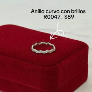 R0047 ANILLO CURVO CON BRILLOS RODIO