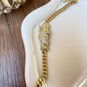 P14041 PULSERA CON IMAGEN DE SAN JUDAS OCN BRILLOS 19CM 14K