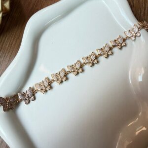 P18359 PULSERA DE MARIPOSAS CON BRILLOS 17CM 18K