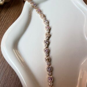 P18361 PULSERA DE CORAZONES DIFERENTES COLORES CON BRILLOS 17CM 18K