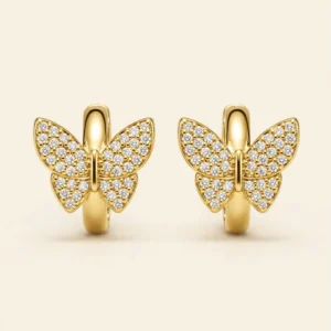 A140045 ARETE DE MARIPOSA CON BRILLOS 18K