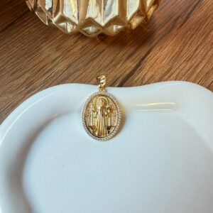 D14014 DIJE DE SAN BENITO CON BRILLO ALREDEDOR 14K