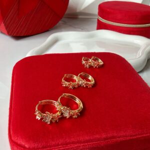 A18901 ARETES JUEGO DE 3 PARES DISEÑO DE HOJAS  18K