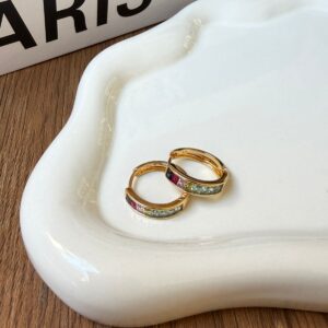 A18886 ARETE CON PIEDRAS DE COLORES 18K