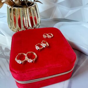 A18912 ARETES JUEGO DE 3 PARES DISEÑO DE FLOR 18K