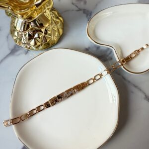 P18376 PULSERA ESLABONES DECORATIVOS CON BRILLOS 17CM 18K