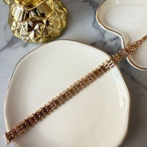 P18409 PULSERA ESLABON CON BRILLOS 19CM 18K