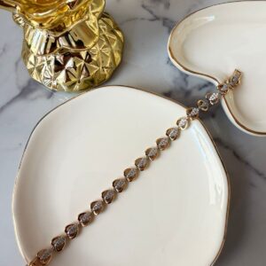 P18375 PULSERA DE CORAZONES CON BRILLOS 17CM 18K