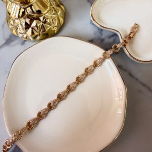 P18387 PULSERA ESLABONES COMBINADOS CON BRILLOS 17CM 18K