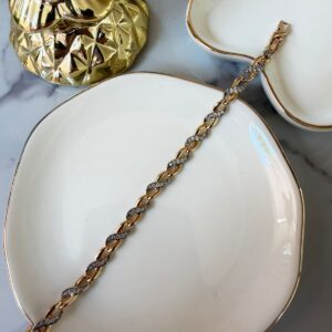 P18402 PULSERA ESLABON ENTRELAZADO 17+2CM 18K