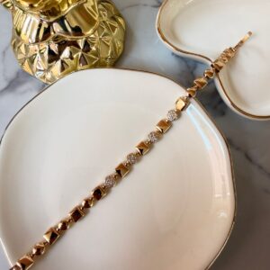 P18399 PULSERA ESLABONES CUADRADO ALTERNADOS 17+2CM 18K