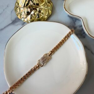 P18382 PULSERA CUBANA Y DIJE CON BRILLOS 17CM 18K