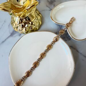 P18373 PULSERA CON ESLABON DE PEQUEÑAS ESTRELLAS Y BRILLOS 17CM 18K