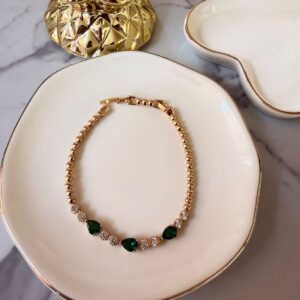 P18392 PULSERA CON PIEDRAS VERDES Y BLANCAS 17+2CM 18K