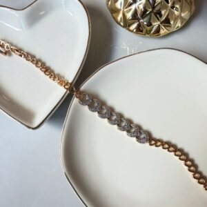 P18385 PULSERA ESLABONES LUNA CON BRILLOS 17CM 18K