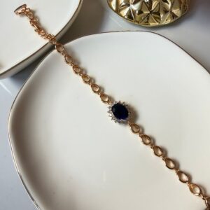 P18401 PULSERA CON DIJE PIEDRA AZUL CON BRILLOS 17+2CM 18K