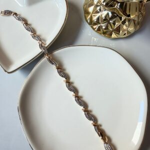 P18398 PULSERA ESLABONES CON BRILLOS 17+2CM 18K