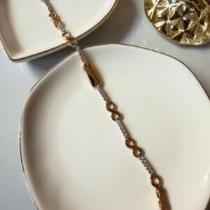 P18386 PULSERA ESLABON DE INFINITO CON BRILLO INTERCALADOS 17CM 18K