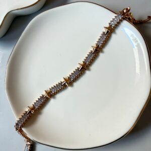 P18418 PULSERA ESLABON DIAMANTADO Y ESTRELLAS 19CM 18K