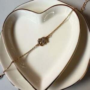 P18417 PULSERA DELGADA CON DIJE ELEFANTE CON BRILLOS 17+3CM 18K