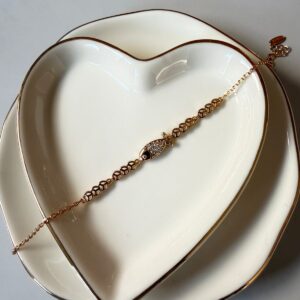 P18416 PULSERA DELGADA DIJE PEZ CON BRILLOS 17+3CM 18K