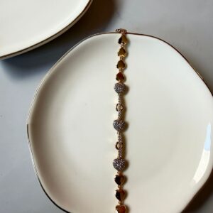 P18412 PULSERA DE CORAZONES Y CIRCONITAS 17+3CM 18K