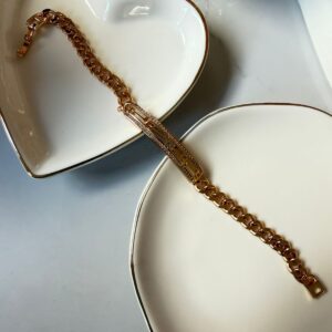 P18410 PULSERA ESTILO BARBADA PLACA GRECA 19CM 18K