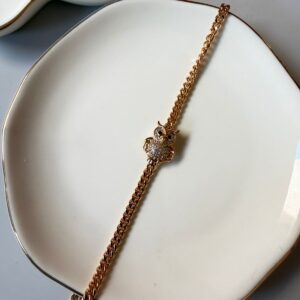 P18419 PULSERA CON DIJE DE BUHO CON BRILLOS 17+5CM 18K