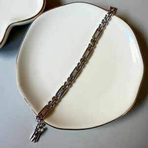 PR071 PULSERA ESLABONES CON BRILLOS 17+2CM RODIO