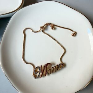 P18423 PULSERA DELGADA DIJE MAMA CON BRILLOS COLORES 26CM 18K