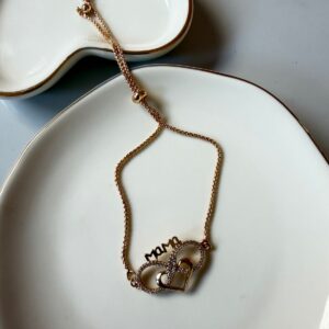 P18420 PULSERA DELGADA DIJE INFINITO Y CORAZON MOM 26CM 18K