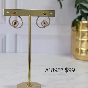 A18957 ARETE FORMA CIRCULARES Y GOTA AL CENTRO CON BRILLOS 18K