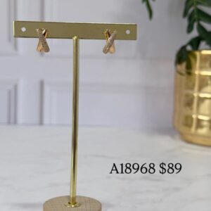 A18968 ARETE DISEÑO CRUZADO CON BRILLOS 18K