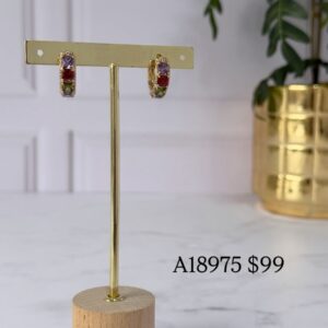 A18975 ARETE CON PIEDRAS DE COLORES 18K