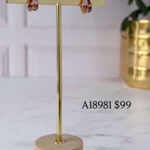 A18981 ARETE DISEÑO DE HOJA CRISTALES MULTICOLOR 18K