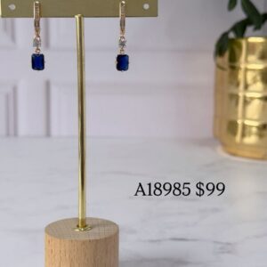 A18985 ARETE CON BRILLOS Y PIEDRA COLGANTE AZUL 18K