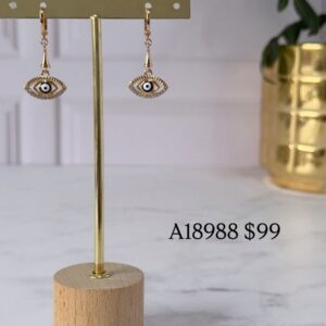 A18988 ARETE DIJE OJO TURCO BLANCO 18K