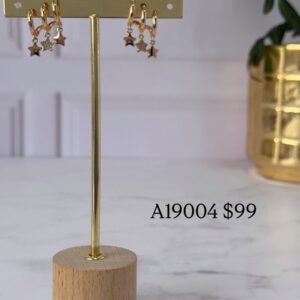 A19004 ARETE CON DIJES DE ESTRELLAS CON BRILLOS 18K