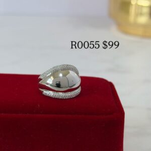 R0055 ANILLO CON LINEA DE BRILLOS RODIO