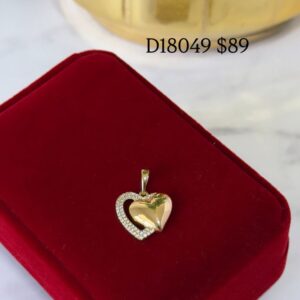 D18049 DIJE CORAZON LISO Y LINEA DE BRILLOS 18K