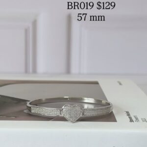 BR019 BRAZALETE CORAZON CON BRILLOS 57MM RODIO