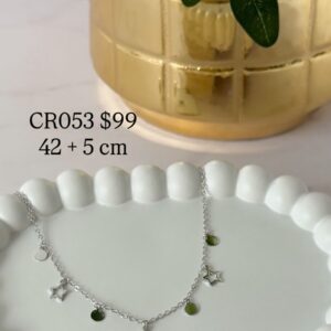 CR053 CADENA DELGADA DIJES CIRCULO Y ESTRELLA 42+5CM RODIO
