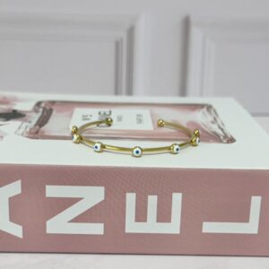 B14018 BRAZALETE ABIERTO CON OJOS TURCO 60MM 14K