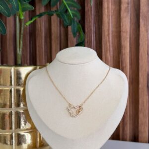 C18307 CADENA CON DIJE DE CORAZON CON BRILLOS 425CM 18K